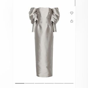 Solace London Metallic Silver Long Sleeve Dress